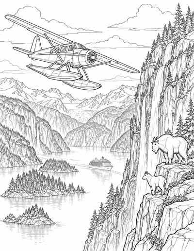 Misty Fjords floatplane coloring page preview